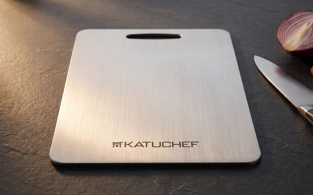 The board lying flat on a kitchen counter